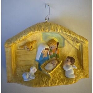 Hallmark Nativity Ornament Christmas Manger Figurine Baby Jesus Mary Joseph 2015